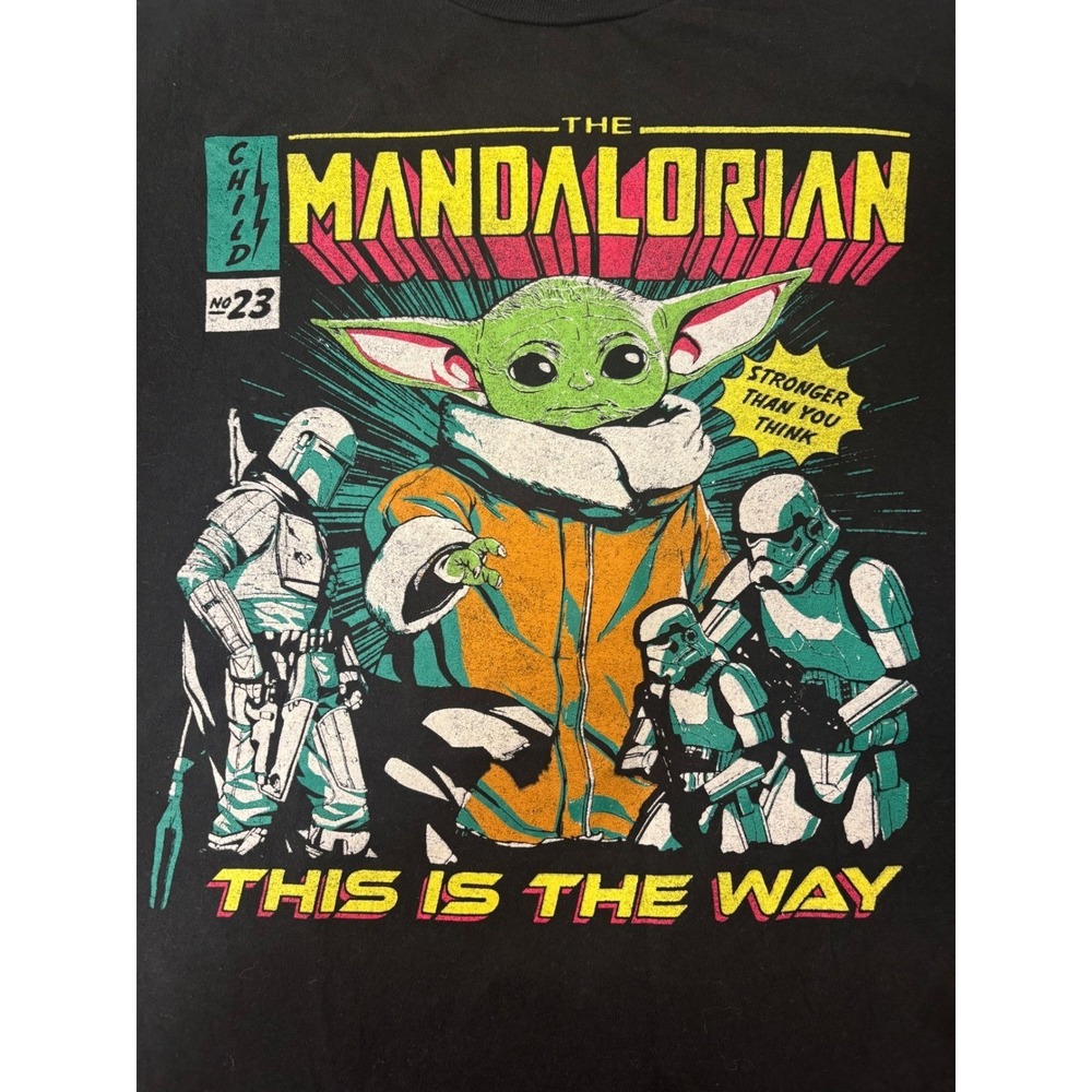 Star Wars The Mandalorian Grogu Comic Graphic T-Shirt Mens XL Black Mad Engine - Picture 4 of 5